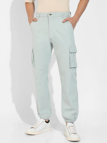 Campus Sutra Men's Poly Cotton Cuffed Hem Cargo Pant